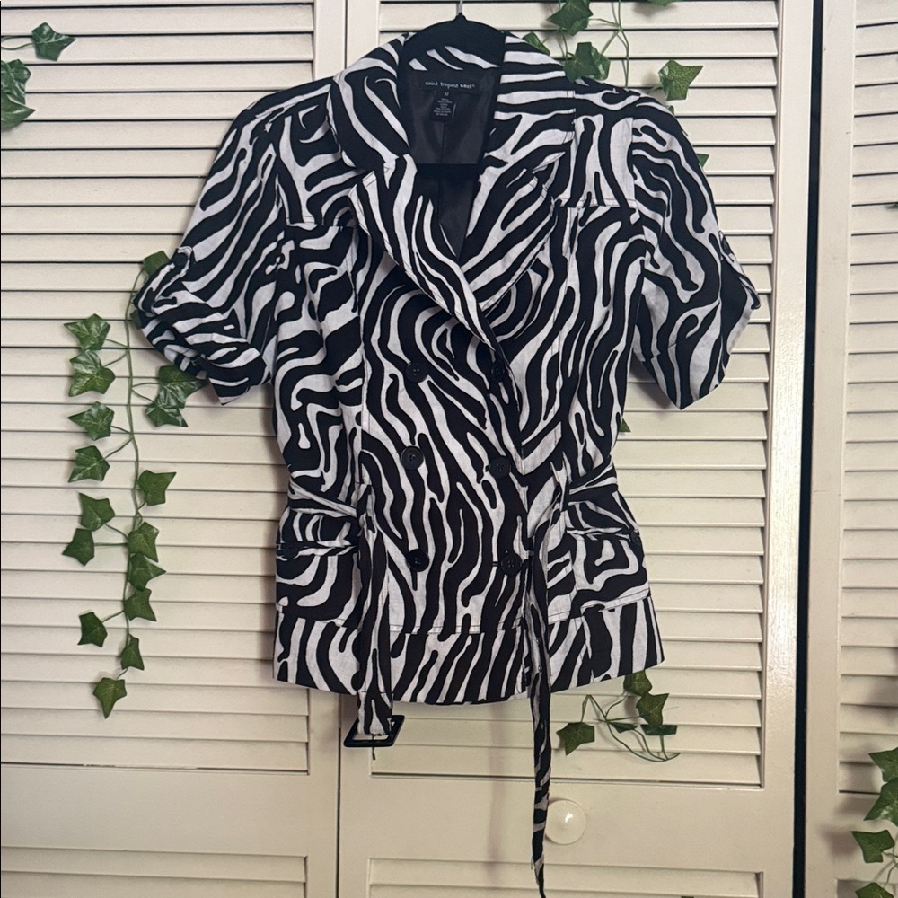 Saint Tropez West Zebra Print Double-Breasted Blazer